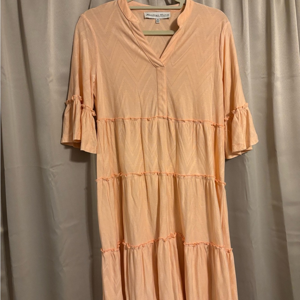 Anthropologie Peach Long Sleeve Dress